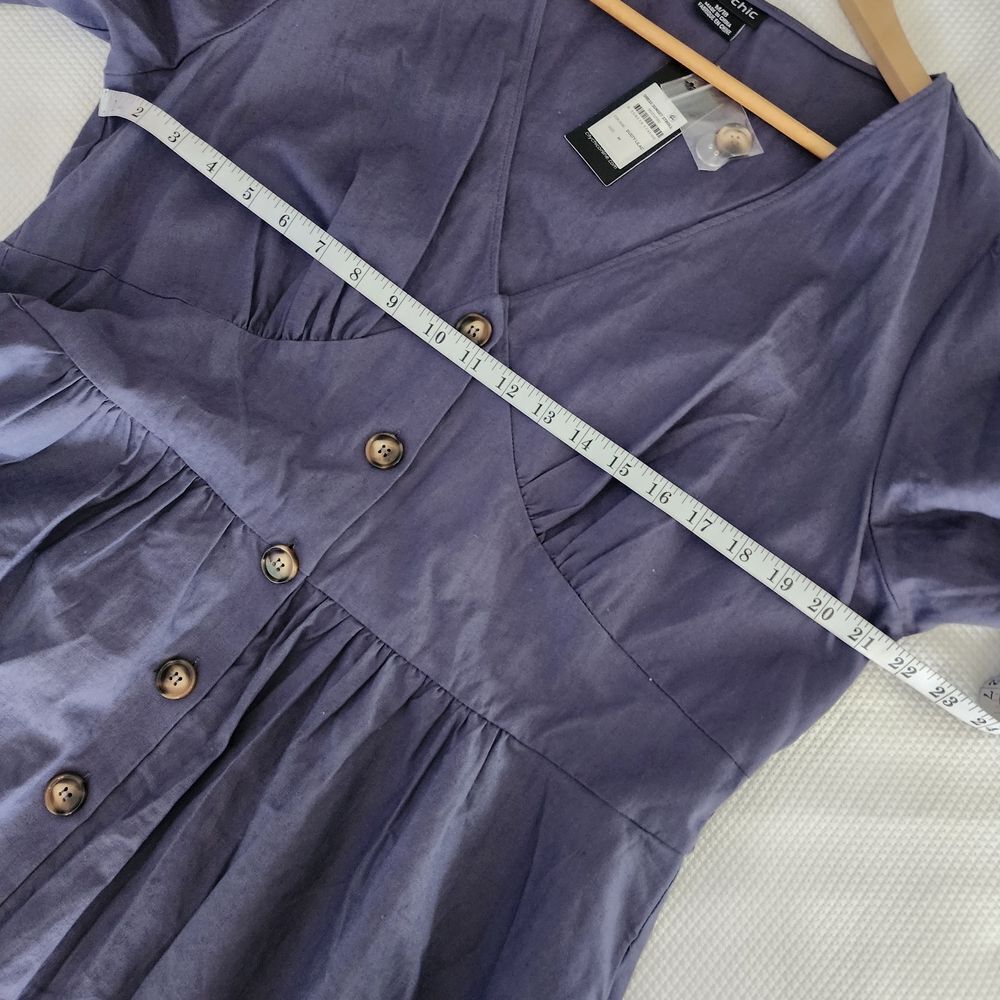 City Chic Sunset Stroll Dusty Lilac Midi Dress with Button Detail - Picture 12 of 16